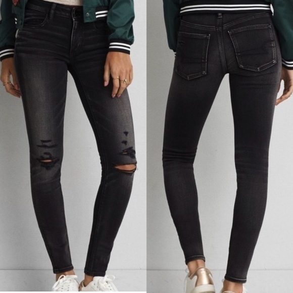 destroyed black jeggings